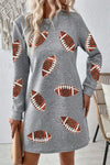 Explore More Collection - Sequin Football Long Sleeve Mini Dress