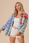 Explore More Collection - BiBi Color Block Plaid Button Down Shirt