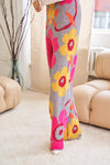 Explore More Collection - Flower Printed Casual Cozy Full Long Wide Pants