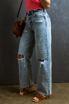 Explore More Collection - Distressed Raw Hem Straight Jeans