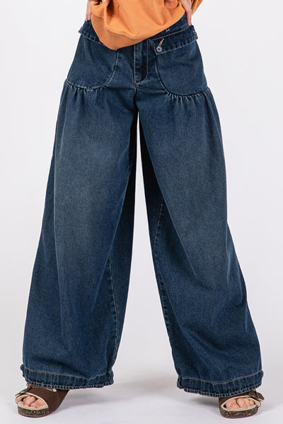 Explore More Collection - SAGE + FIG Mid-Rise Cargo Jeans with Pockets