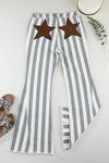 Explore More Collection - Raw Hem Star Applique Striped Jeans