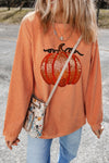 Explore More Collection - Sequin Pumpkin Round Neck Long Sleeve Sweatshirt