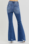 Explore More Collection - RISEN Full Size High Rise Distressed Raw Hem Flare Jeans