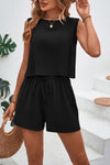 Explore More Collection - Round Neck Top and Drawstring Shorts Set