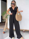 Explore More Collection - Smocked Cap Sleeve Wide Leg Jumpsuit