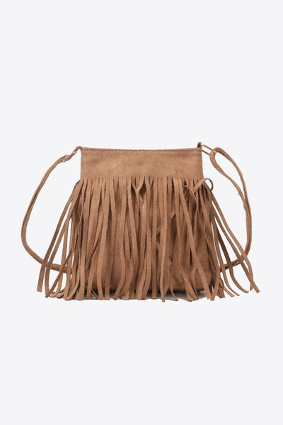 Explore More Collection - Adored PU Leather Crossbody Bag with Fringe