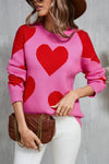 Explore More Collection - Angel Wings Contrast Heart Dropped Shoulder Long Sleeve Sweater