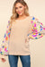 Explore More Collection - Haptics Floral Sequins Mesh Flounce Sleeve Sweater