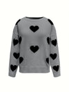 Explore More Collection - Valentine’s Day Heart Round Neck Long Sleeve Sweater