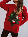 Explore More Collection - Christmas Tree Round Neck Long Sleeve Sweater