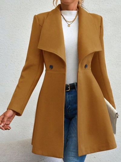 Explore More Collection - Collared Neck Button Up Long Sleeve Coat