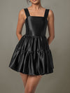 Explore More Collection - Ruched Square Neck Wide Strap Mini Dress