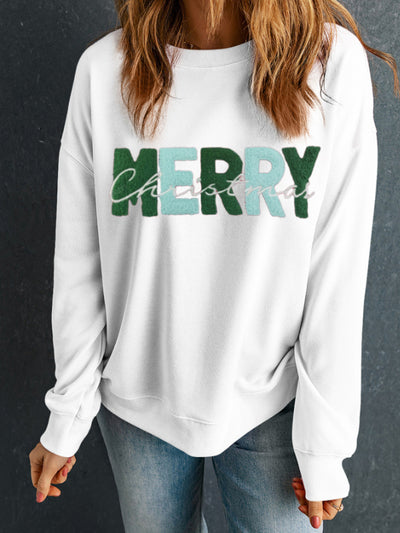 Explore More Collection - MERRY CHRISTMAS Contrast Long Sleeve Sweatshirt