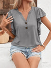 Explore More Collection - Full Size Ruffled Notched Cap Sleeve T-Shirt