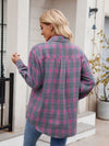 Explore More Collection - Pocketed Plaid Collared Neck Long Sleeve Shirt