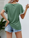 Explore More Collection - Pom-Pom Trim Flutter Sleeve Round Neck T-Shirt