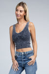 Explore More Collection - 2-Way Neckline Washed Ribbed Cropped Tank Top