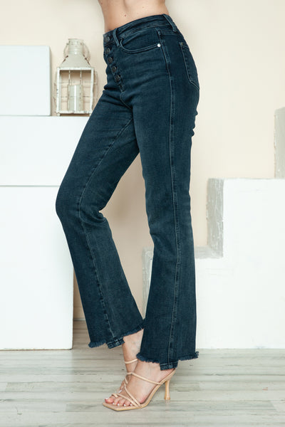 Explore More Collection - Judy Blue Full Size Button Fly Hem Destroy Straight Jeans