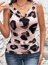 Explore More Collection - Leopard Cowl Neck Wide Strap Top