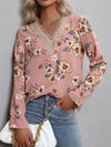 Explore More Collection - Printed V-Neck Long Sleeve Blouse