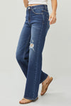 Explore More Collection - RISEN Full Size High Rise Distressed Wide Leg Jeans