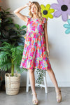 Explore More Collection - Heimish Full Size Floral Cap Sleeve Tiered Dress