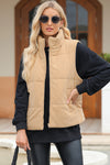 Explore More Collection - Pocketed Zip Up Turtleneck Vest Coat