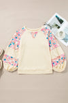 Explore More Collection - Printed Round Neck Balloon Sleeve Blouse