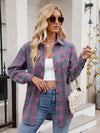 Explore More Collection - Pocketed Plaid Collared Neck Long Sleeve Shirt