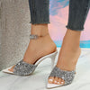 Explore More Collection - Sequin Point Toe Kitten Heel Sandals