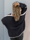 Explore More Collection - Double Take Contrast Open Front Dropped Shoulder Cardigan