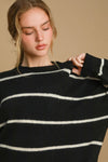 Explore More Collection - Umgee Wool Blend Striped Round Neck Sweater