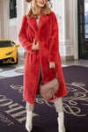 Explore More Collection - Full Size Fuzzy Tied Collared Neck Coat