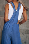 Explore More Collection - Distressed Wide Leg Denim Overalls