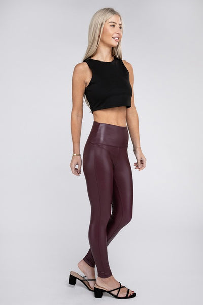 Explore More Collection - High Rise Faux Leather Leggings