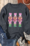 Explore More Collection - Sequin Nutcracker Round Neck Long Sleeve Sweatshirt