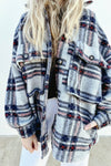 Explore More Collection - Pocketed Plaid Dropped Shoulder Coat