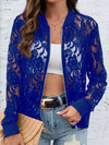 Explore More Collection - Sheer Lace Zip Up Long Sleeve Jacket