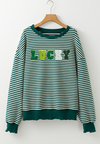 Explore More Collection - LUCKY Striped Round Neck Long Sleeve Sweatshirt