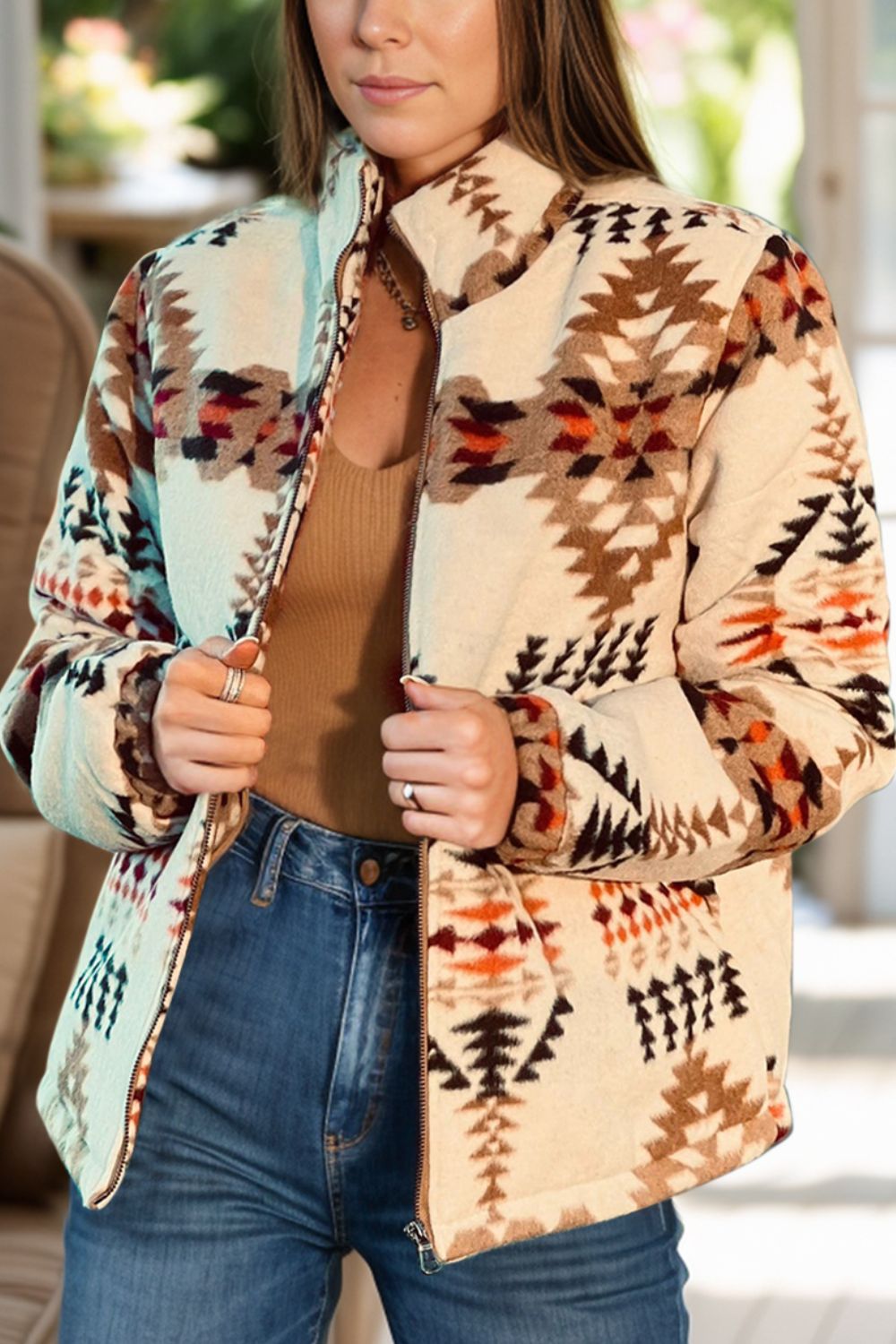 Explore More Collection - Zip Up Mock Neck Jacket