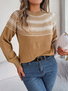 Explore More Collection - Contrast Round Neck Long Sleeve Sweater