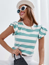 Explore More Collection - Full Size Striped Round Neck Cap Sleeve T-Shirt