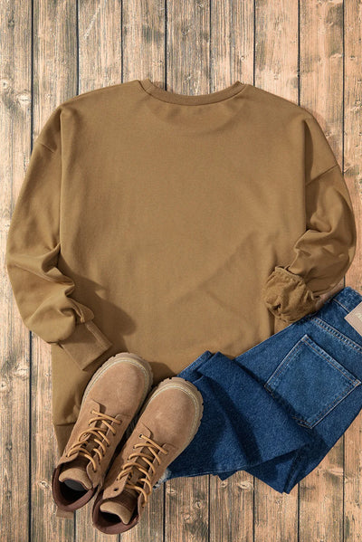 Explore More Collection - High-Low Round Neck Long Sleeve Sweatshirt