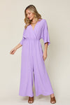 Explore More Collection - Double Take Full Size Half Sleeve Wide Leg Jumpsuit