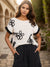 Explore More Collection - Full Size Openwork Flower Boat Neck Short Sleeve Knit Top