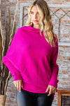 Explore More Collection - First Love Full Size Asymmetrical Hem Dolman Sleeve Sweater