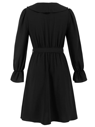 Explore More Collection - Ruffled V-Neck Flounce Sleeve Dress