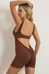 Explore More Collection - Cutout Scoop Neck Wide Strap Active Romper