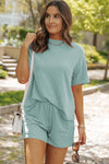 Explore More Collection - Round Neck Dropped Shoulder Top and Shorts Set